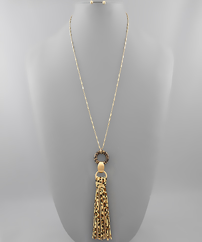 Leopard Tassel Pendant Necklace