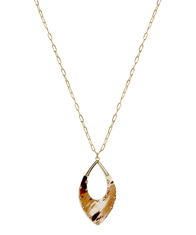 Animal Print Open Almond Pendant Necklace