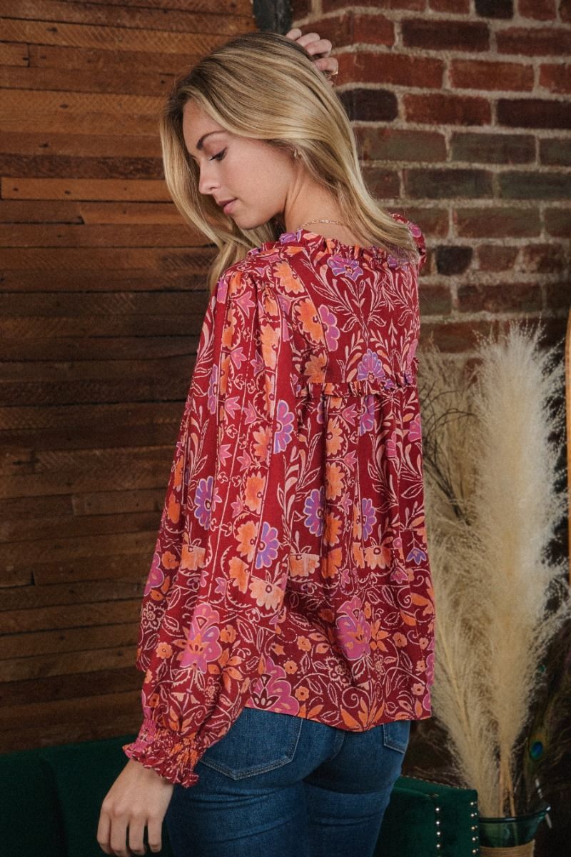 Francie Floral Blouse Red