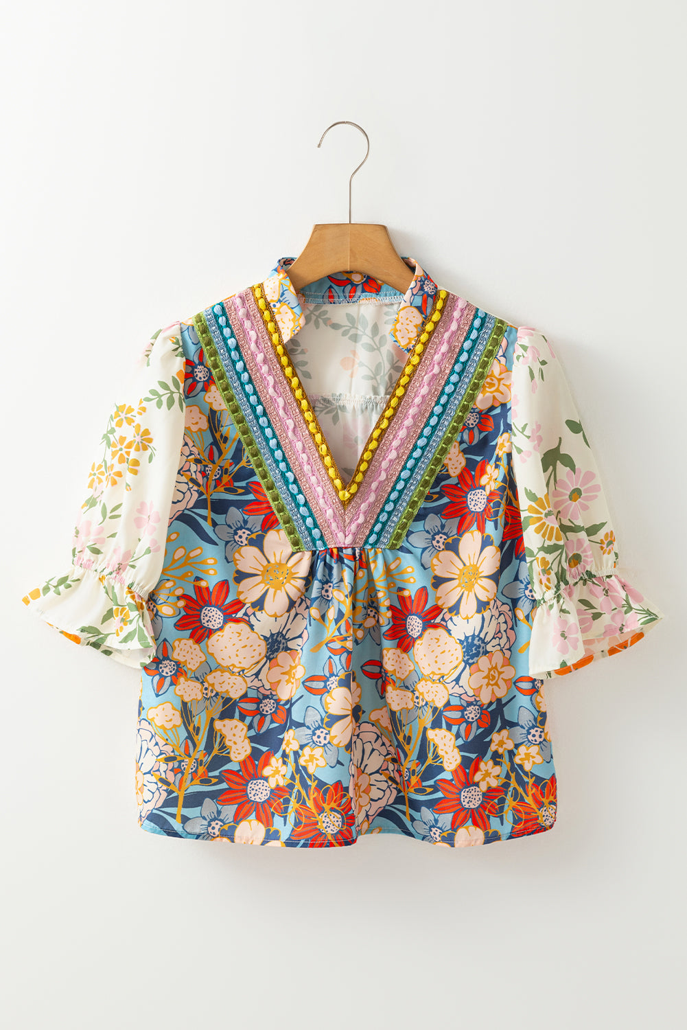 Camila Crochet V-Neck Floral Blouse