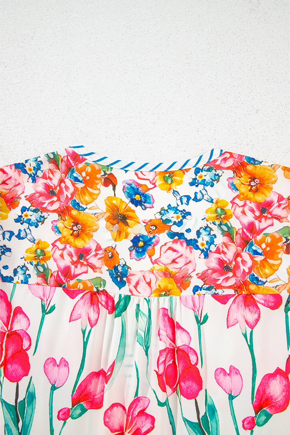 Paityn Floral Print Split Neck Blouse Pink