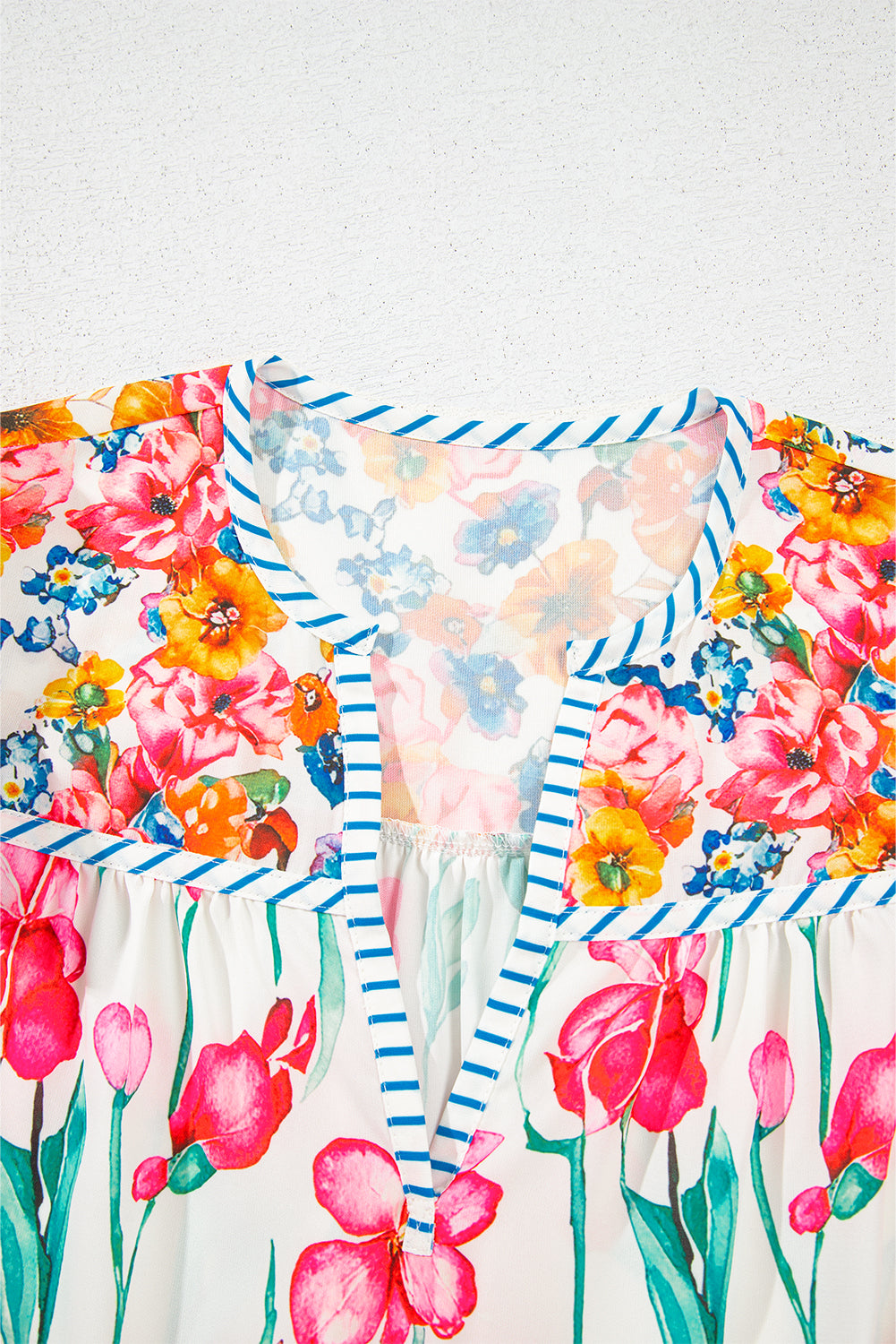 Paityn Floral Print Split Neck Blouse Pink