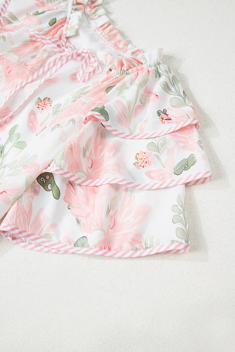 Preslee Floral Contrast Edge Short Sleeve Mini Dress Pink