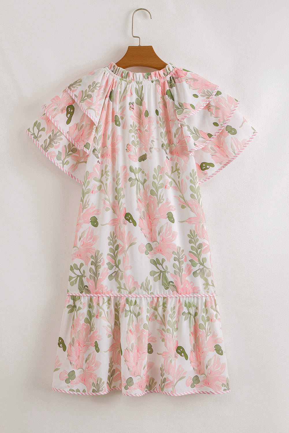 Preslee Floral Contrast Edge Short Sleeve Mini Dress Pink