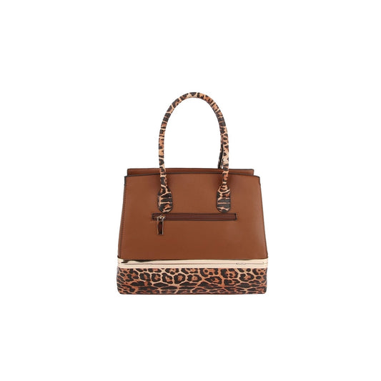 2 in 1 Cheetah Accent Handbag & Clutch Brown