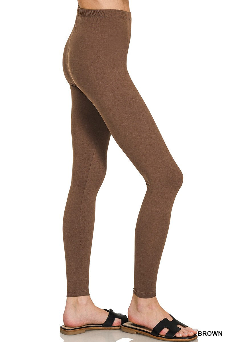 Payton Premium Micro Fiber Full Length Leggings Brown