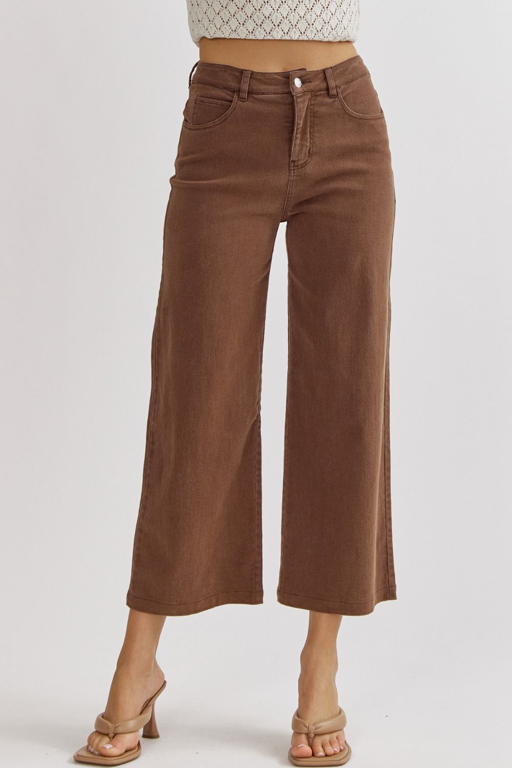 Angels Acid Wash Pants-Brown : Small