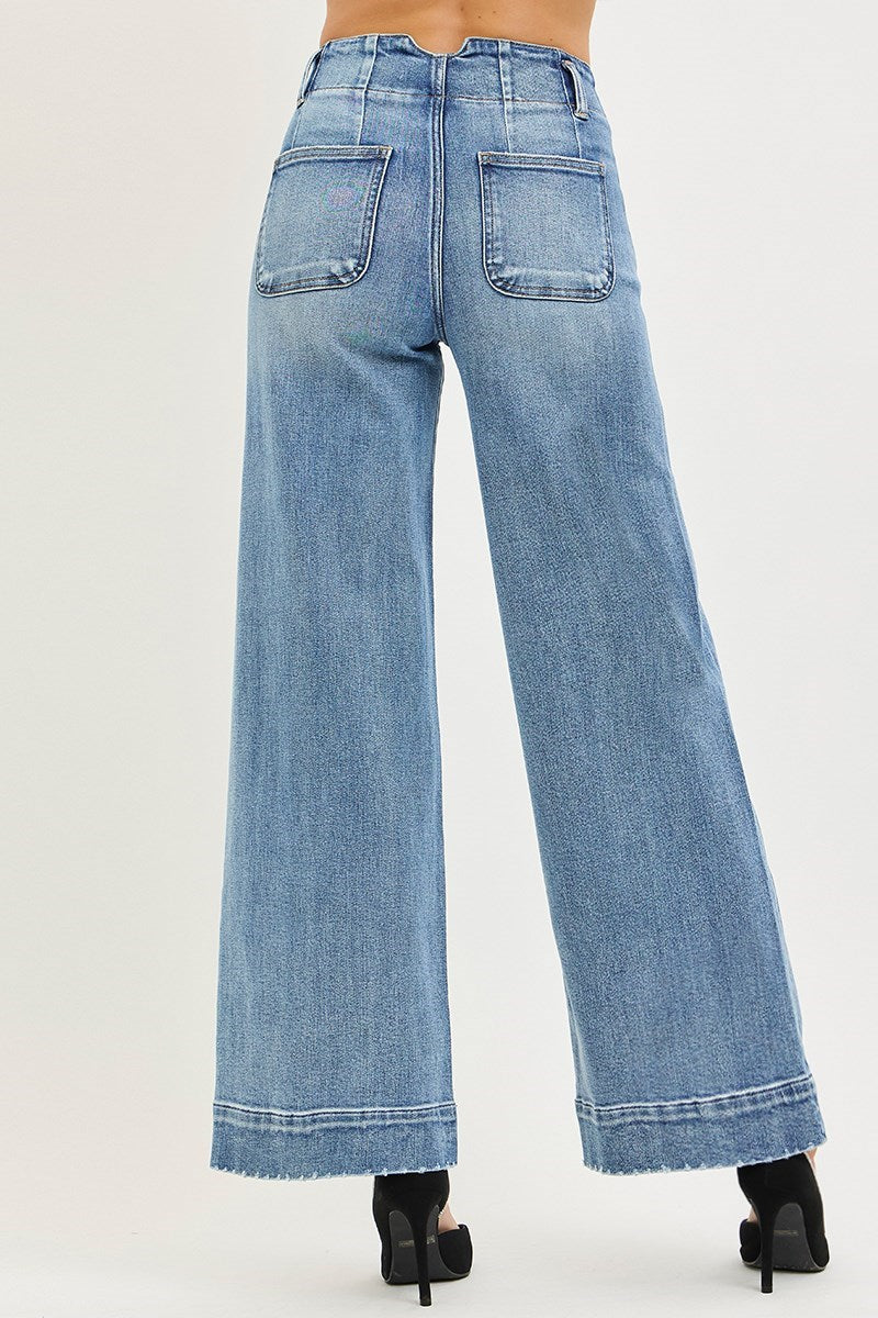 Hadley High Rise Ankle Wide Seam Detailed Risen Jeans Medium