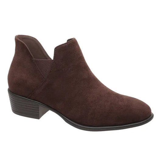 Brooke Low Heel Suede Bootie Brown