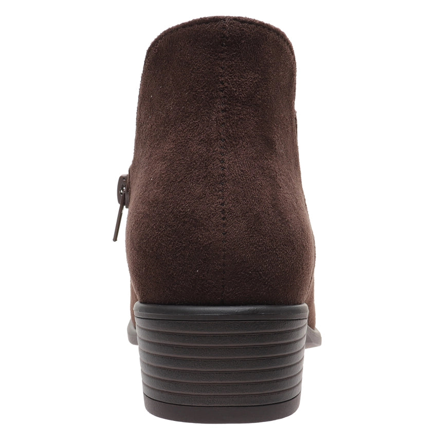 Brooke Low Heel Suede Bootie Brown