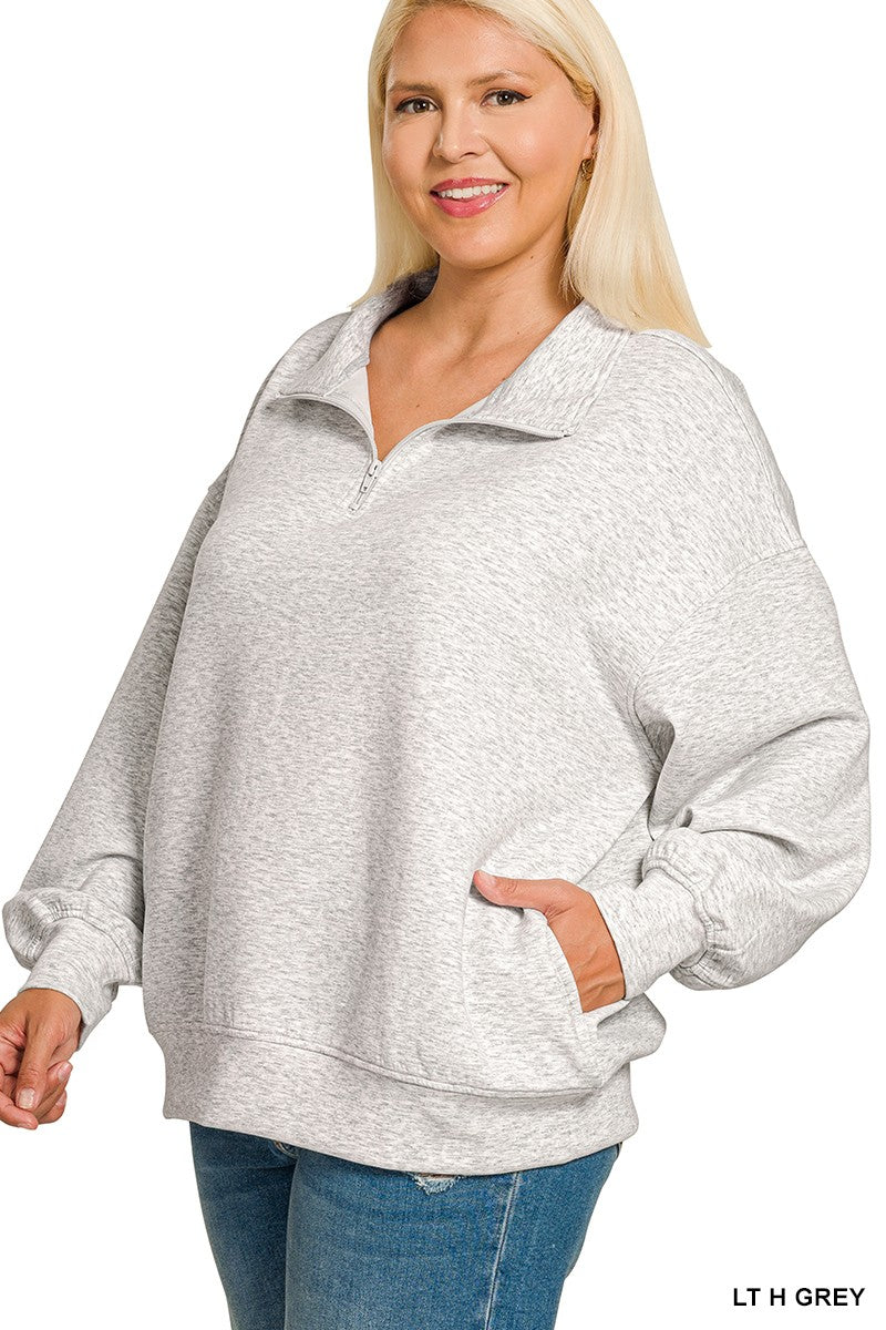Skylar Scuba Half Zip Pullover Heather Grey