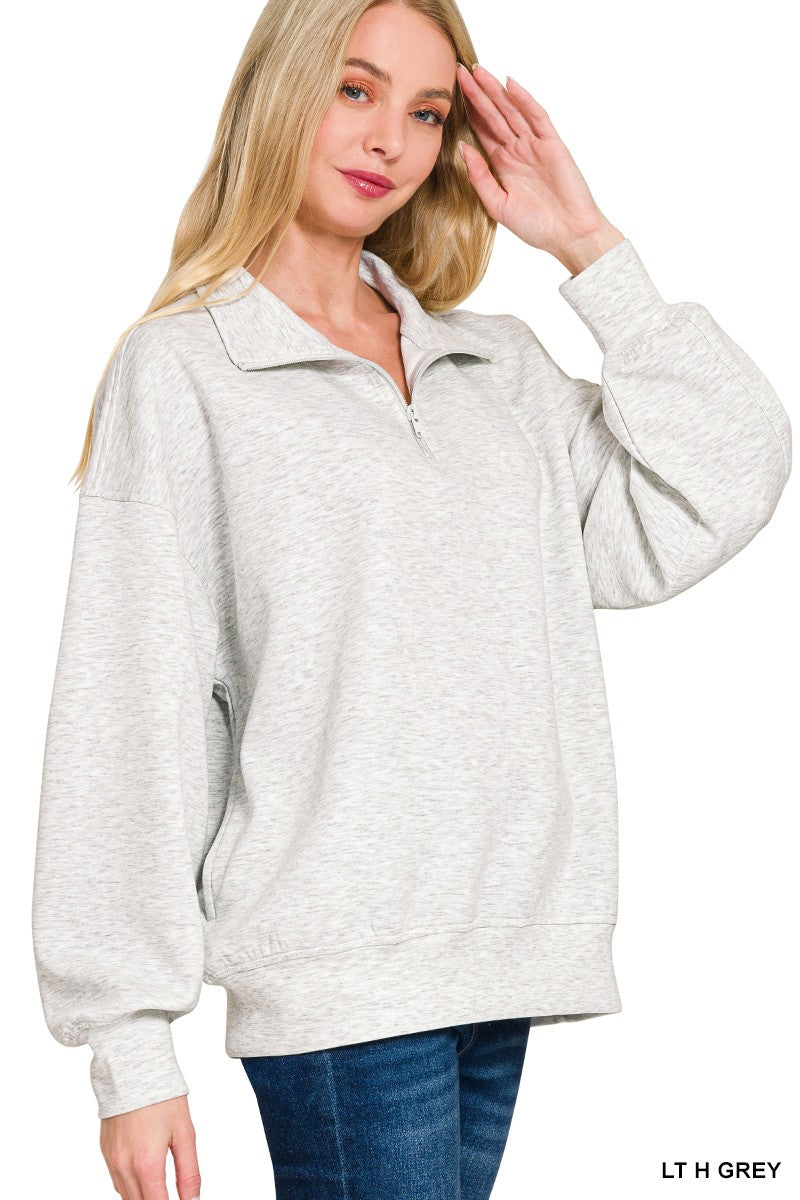 Skylar Scuba Half Zip Pullover Heather Grey