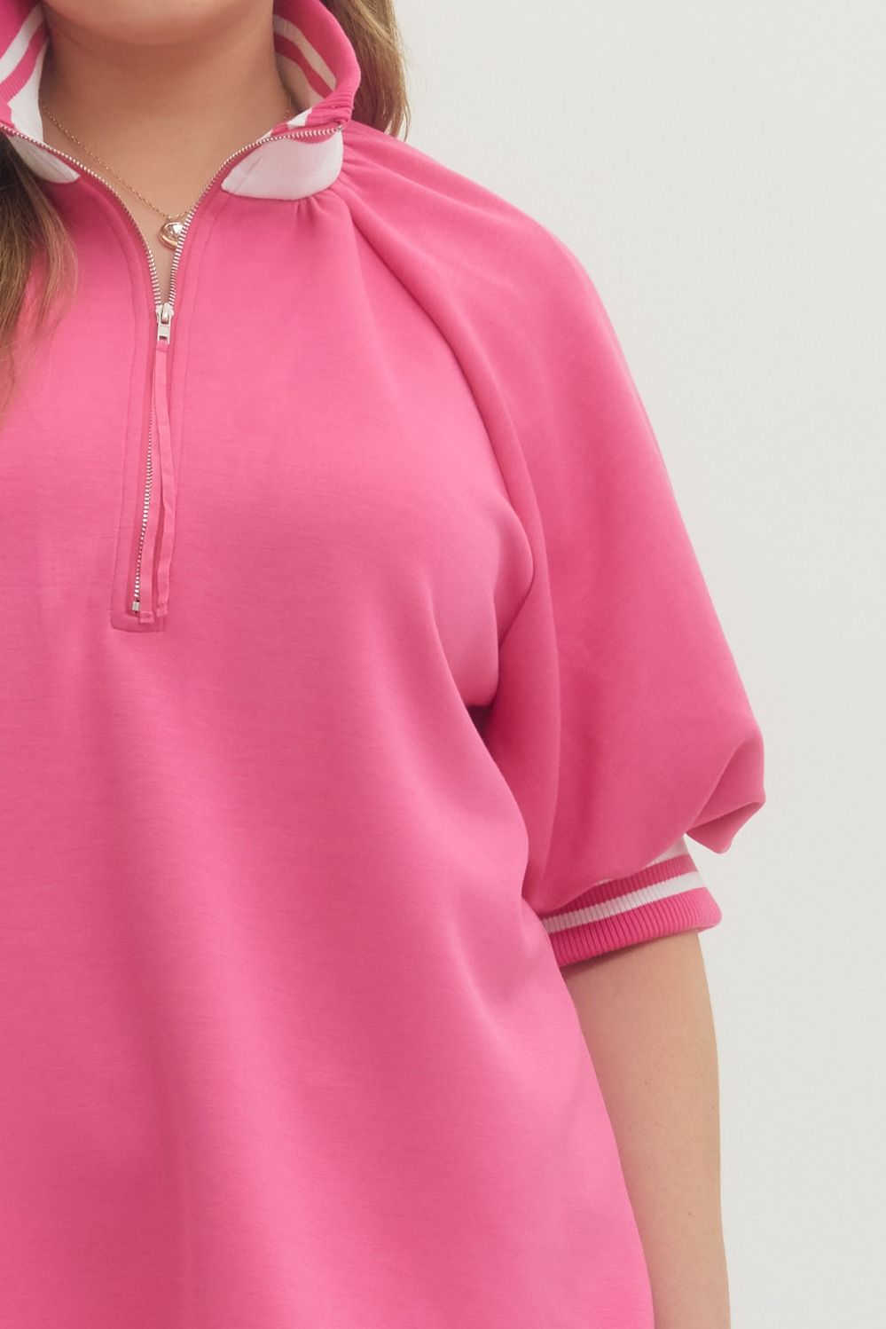 Sally Raglan Short Puff Sleeve Top Pink
