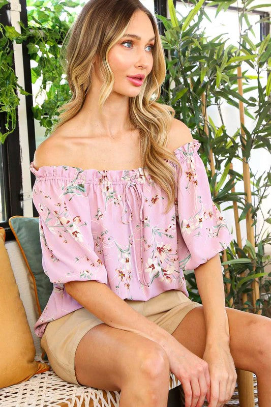 Blush Crush Floral Off Shoulder Top Blush