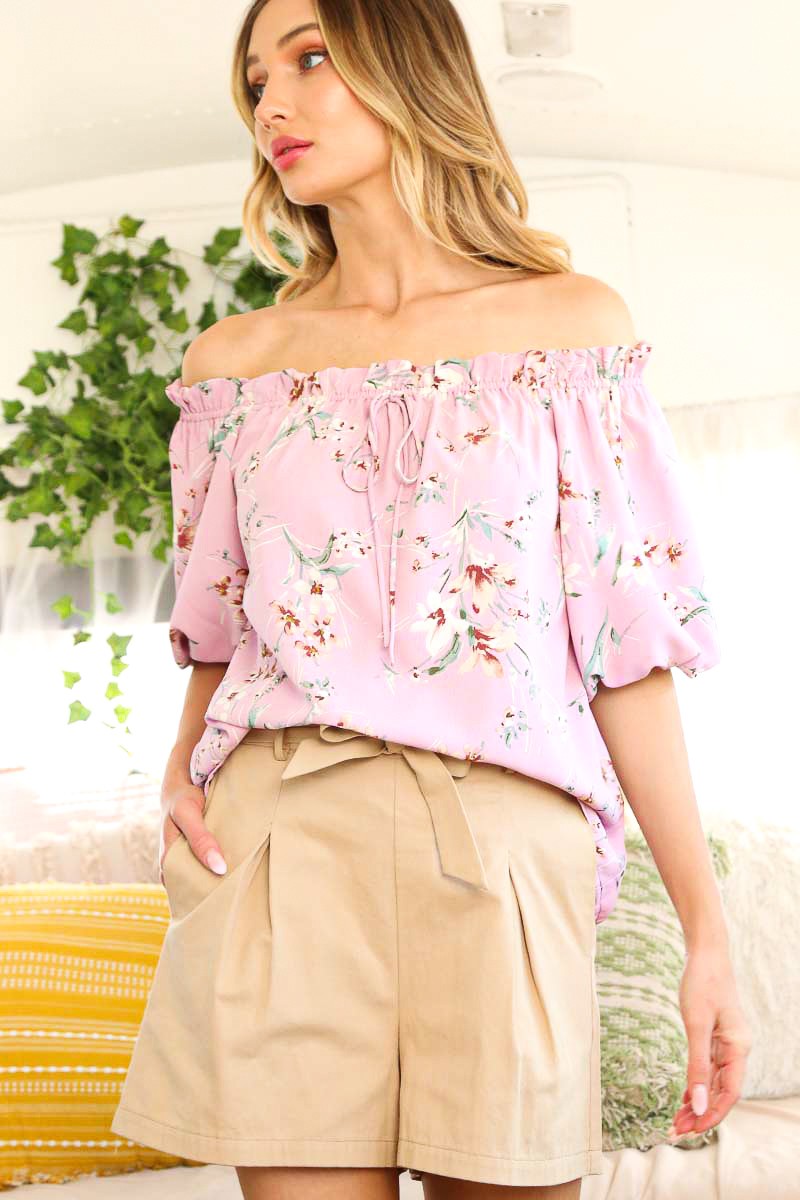 Blush Crush Floral Off Shoulder Top Blush