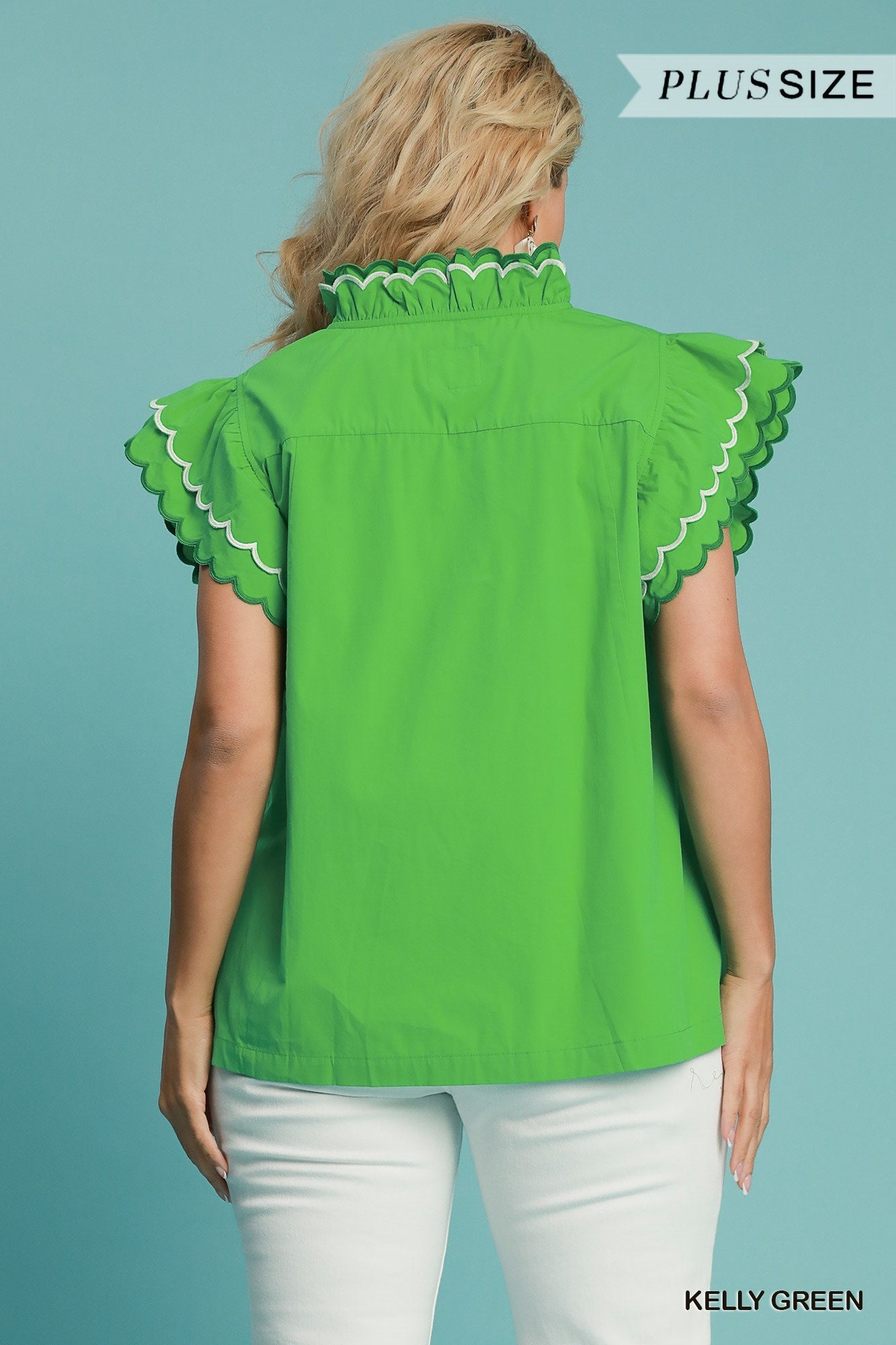 Sweet Days Scalloped Blouse Kelly Green