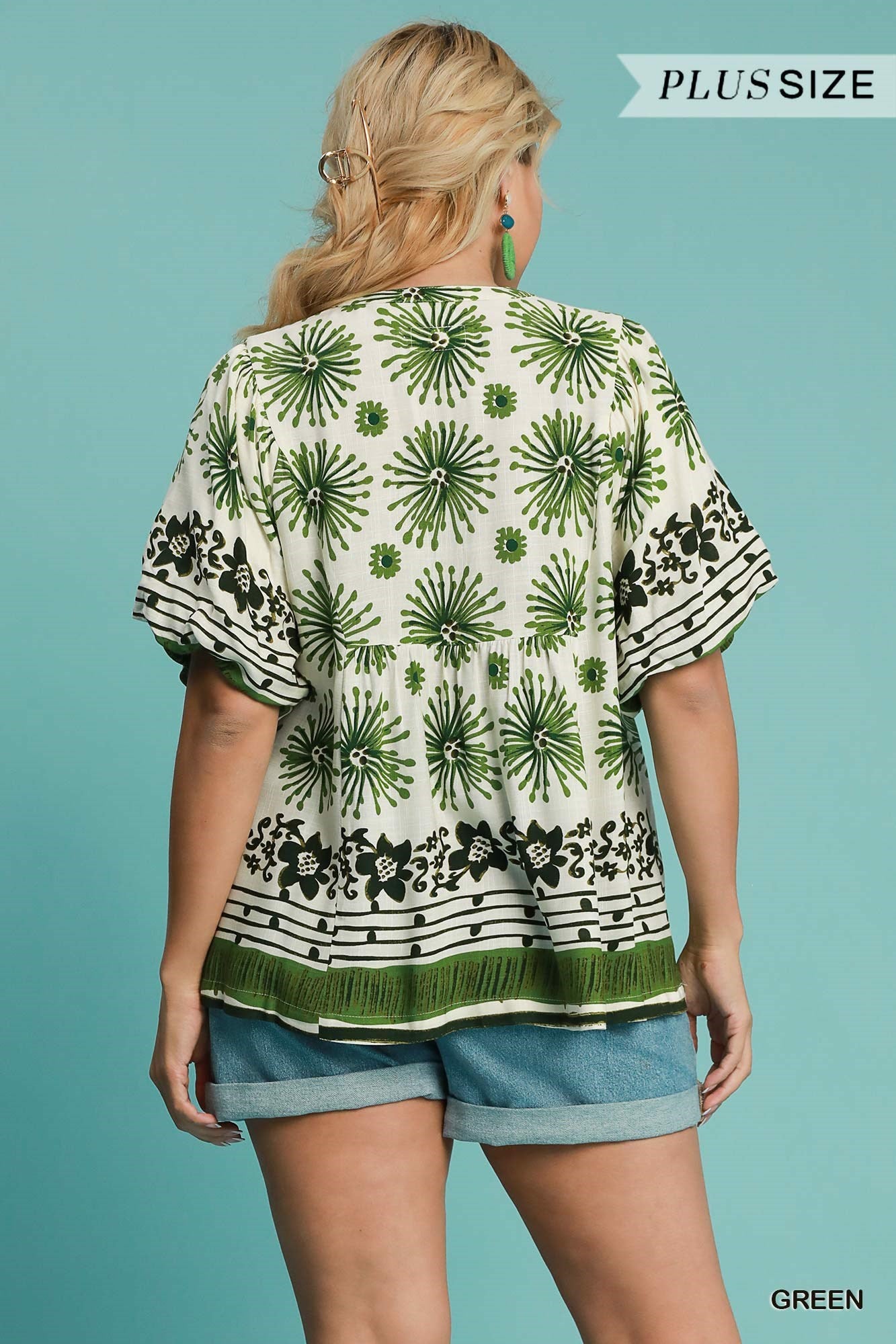 Flower Garden Promises Mixed Print Blouse Green