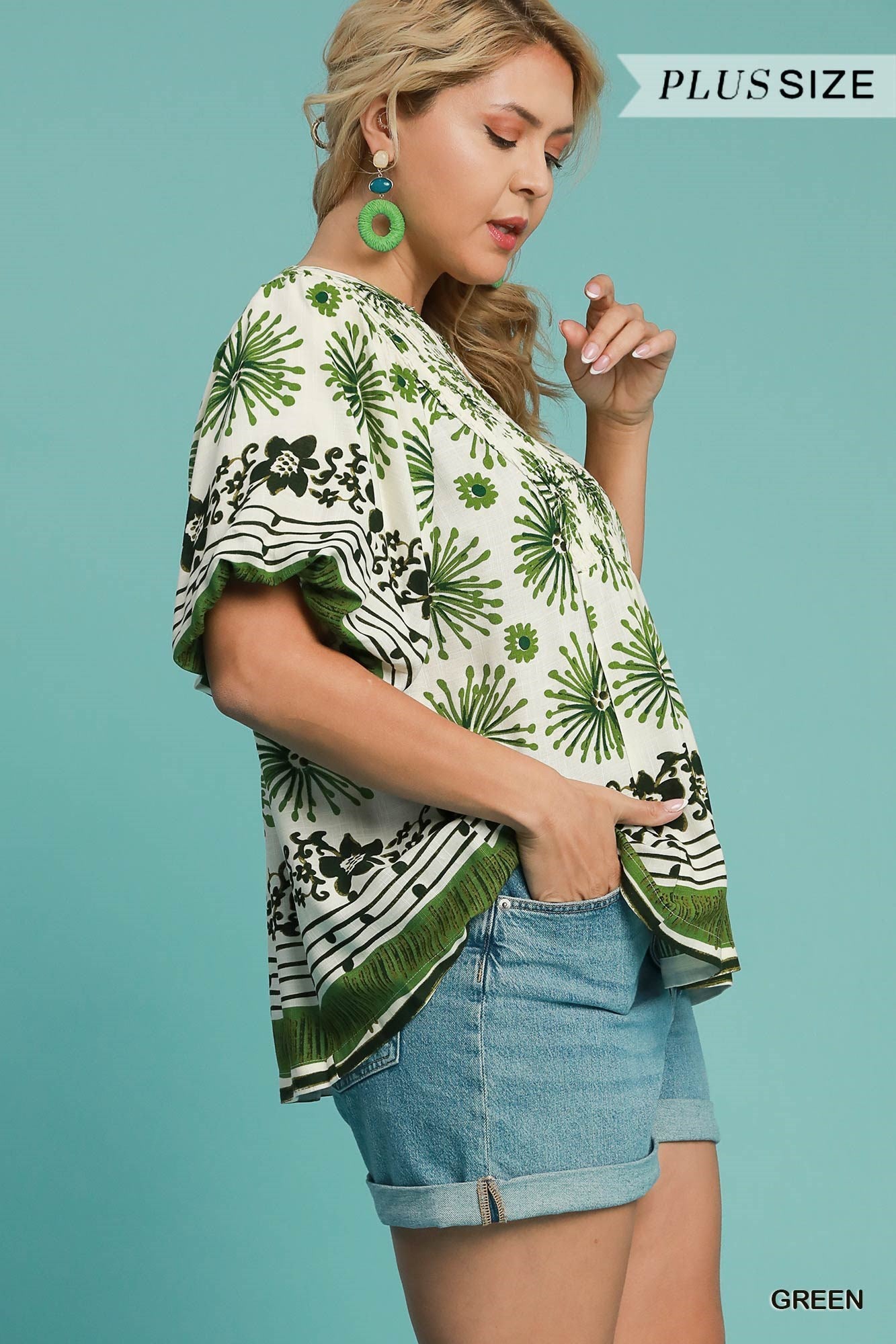 Flower Garden Promises Mixed Print Blouse Green