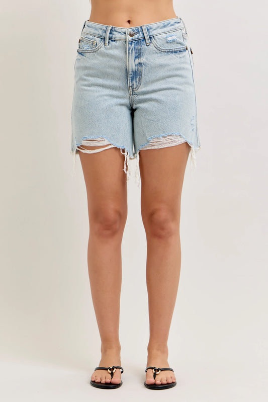 Judy Blue Rigid High Waist Dad Short Cell Phone Back Pocket Light
