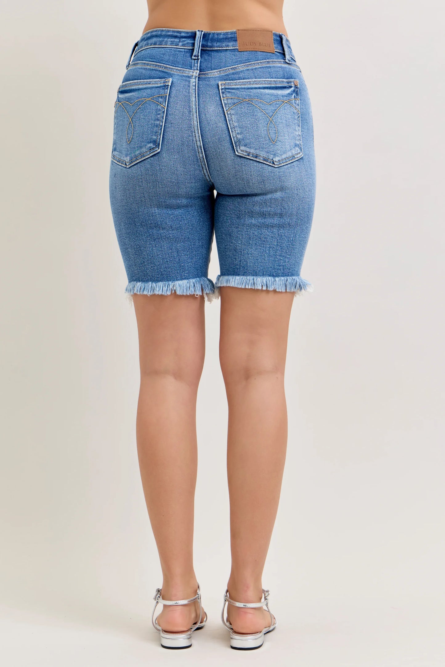 Judy Blue High Waist Fringed Bermuda Dark