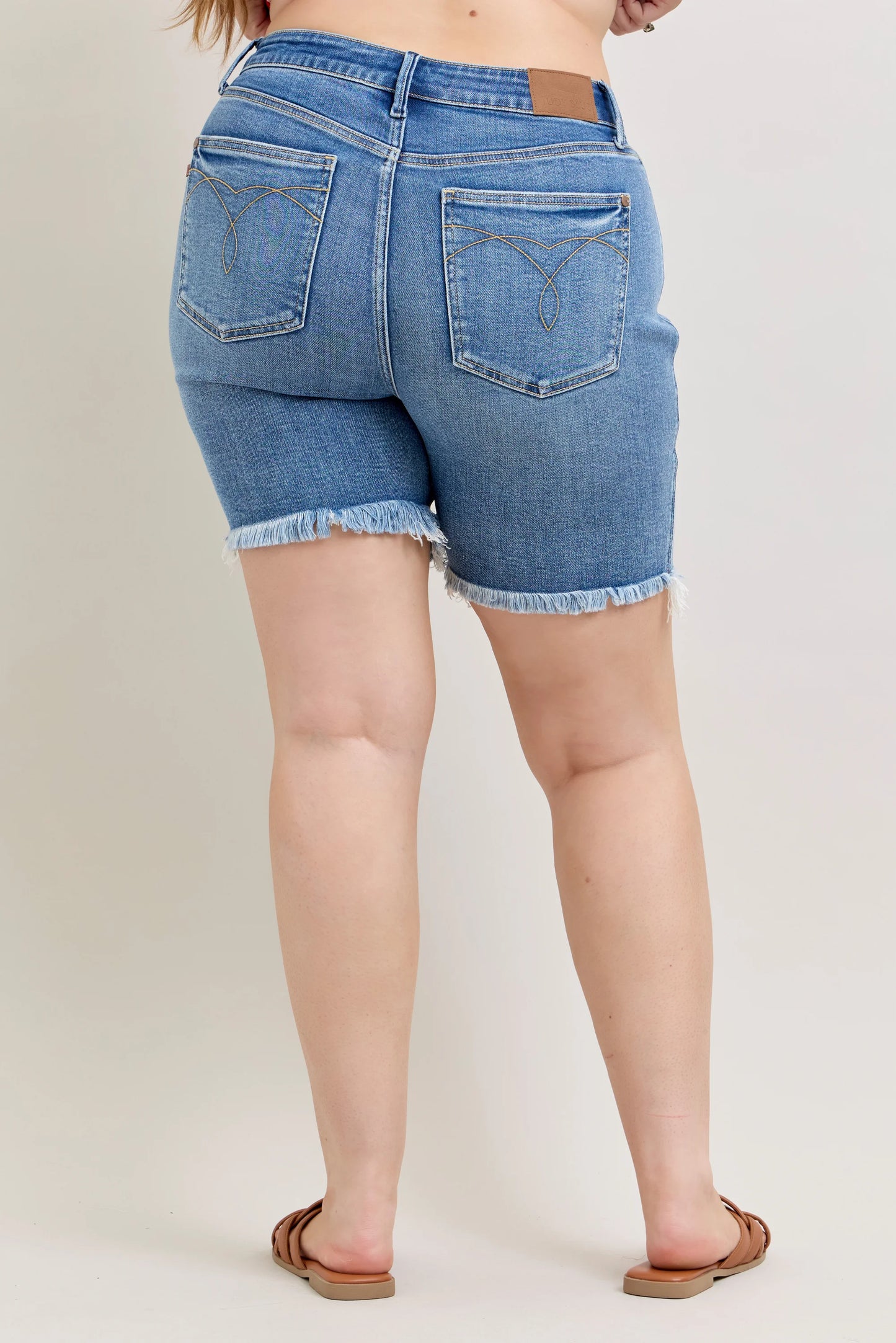 Judy Blue High Waist Fringed Bermuda Dark