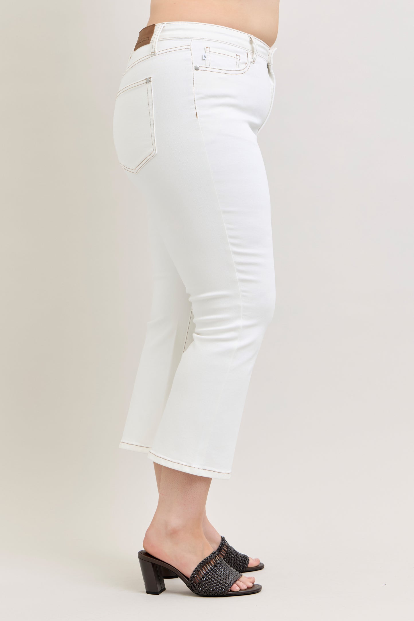 Judy Blue High Waist Tummy Control Kick Flare Jeans White