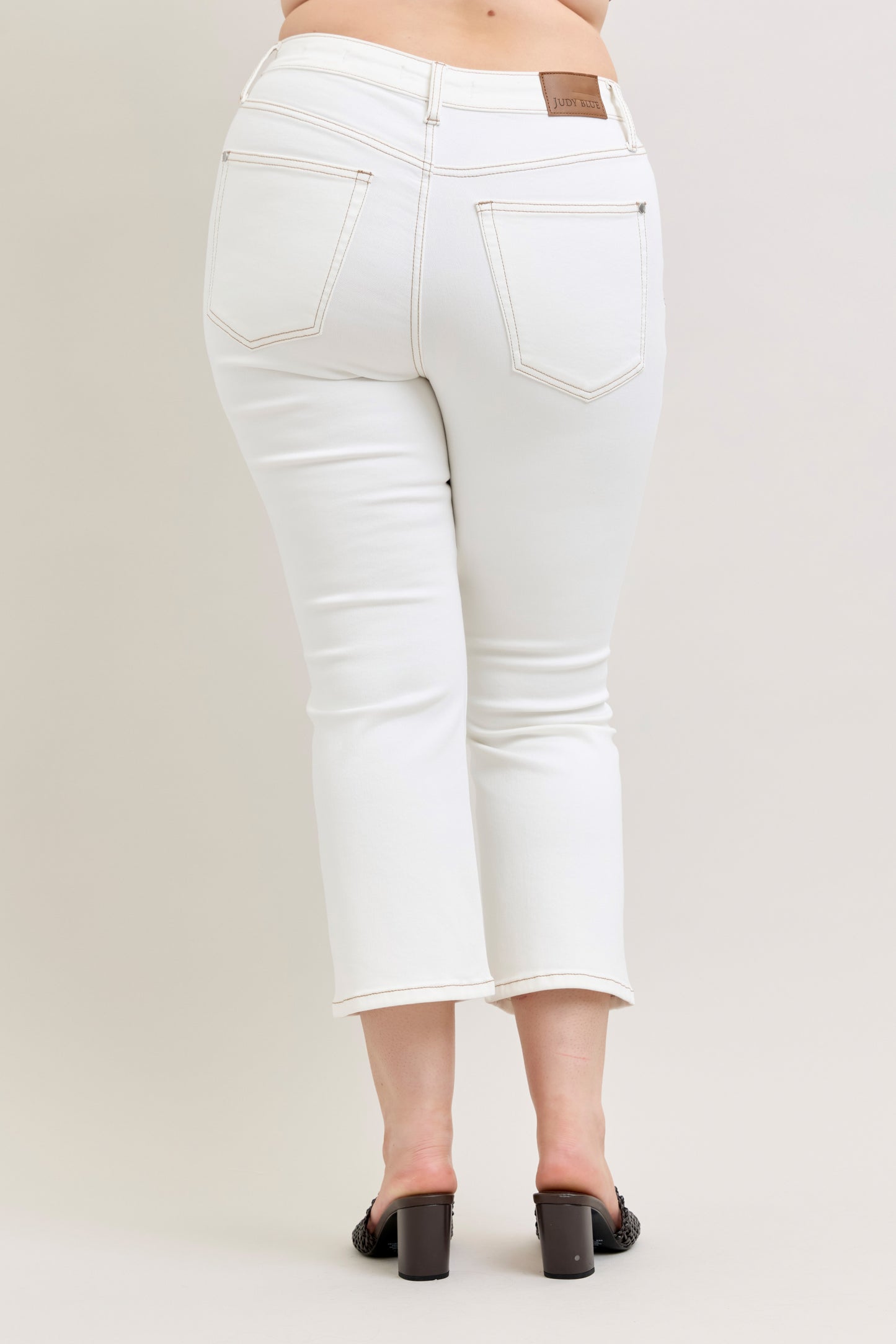 Judy Blue High Waist Tummy Control Kick Flare Jeans White