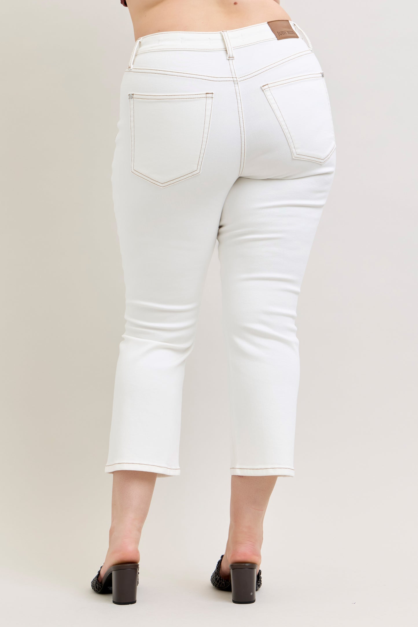 Judy Blue High Waist Tummy Control Kick Flare Jeans White