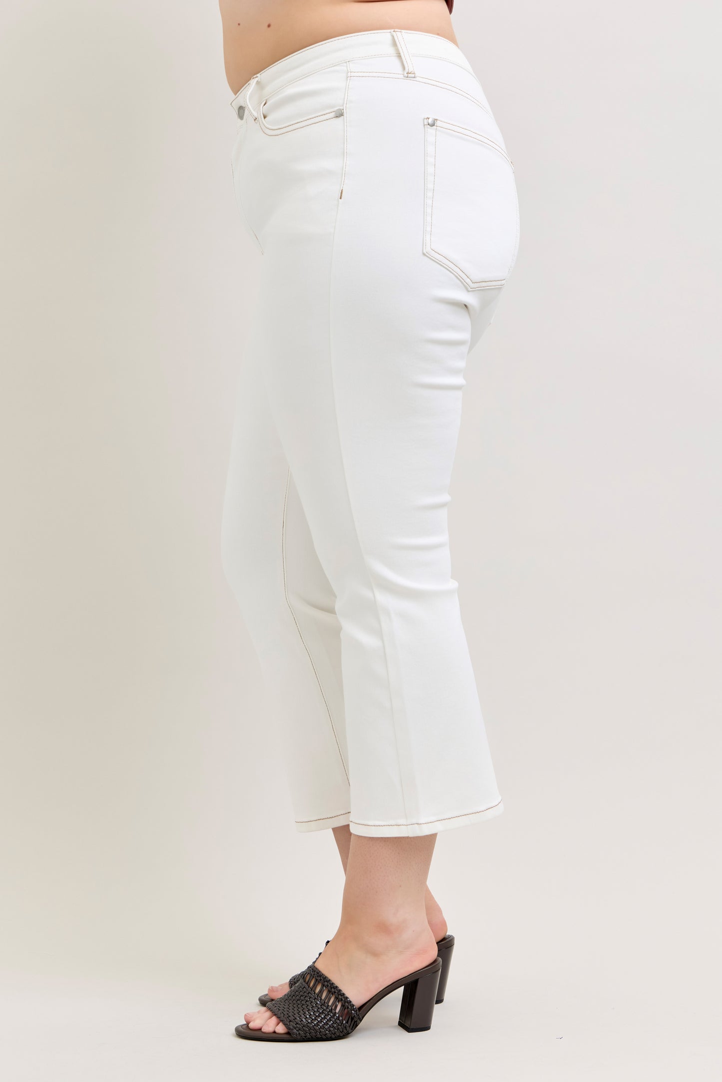 Judy Blue High Waist Tummy Control Kick Flare Jeans White