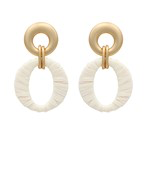 Wrapped Raffia Oval Earrings Ivory