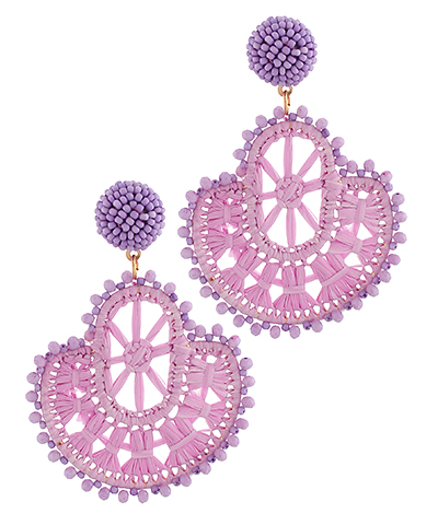 Dotted Crochet Pattern Drop Earrings Lavender