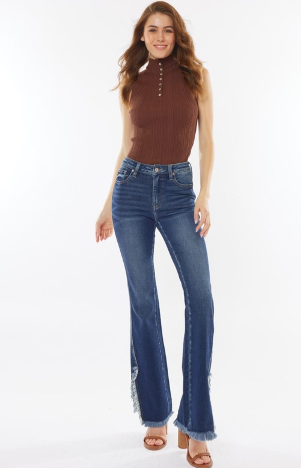 Kendall KanCan Fray Hem Bootcut Dark Jeans