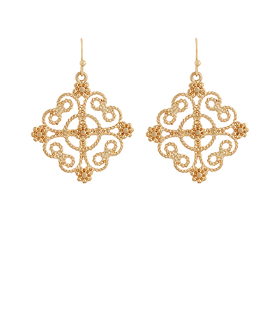 Filigree Cross Fish Hook Earrings