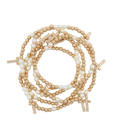 5 Row Charm Pearl & Ball Bracelet