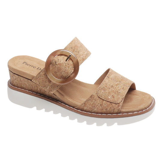 Sally Side Buckle Cork Wedge Natural