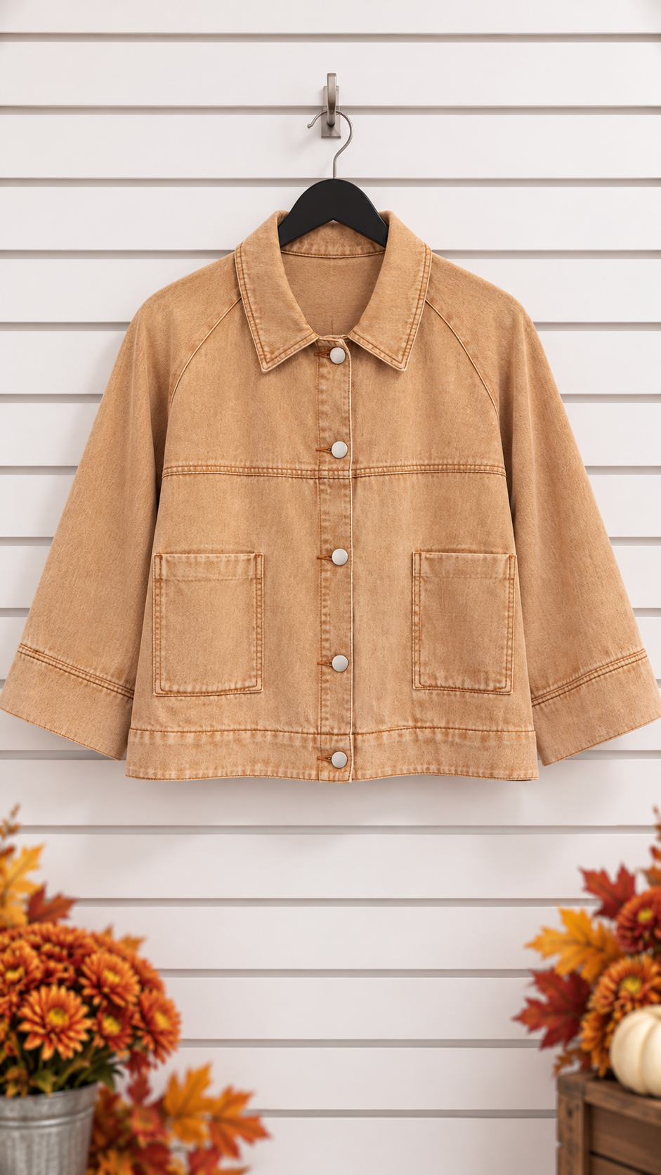 Melinda Mineral Washed Cotton Twill Utility Jacket Taupe