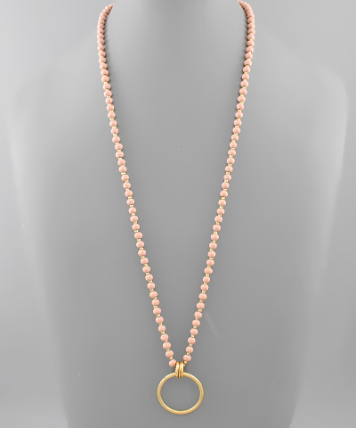 Gold Circle Full Bead Necklace Rose