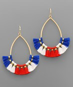 Gold Red White & Blue Tear Drop Earring