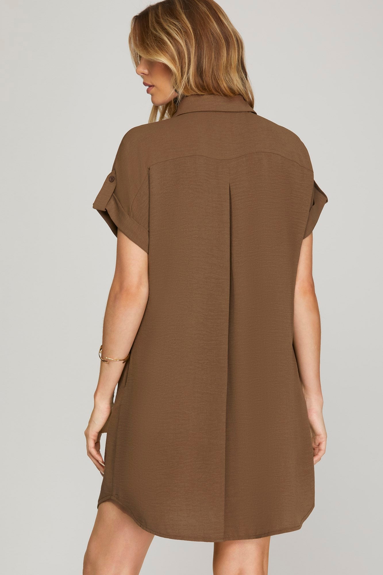 Wanda Woven Shirt Dress Brown