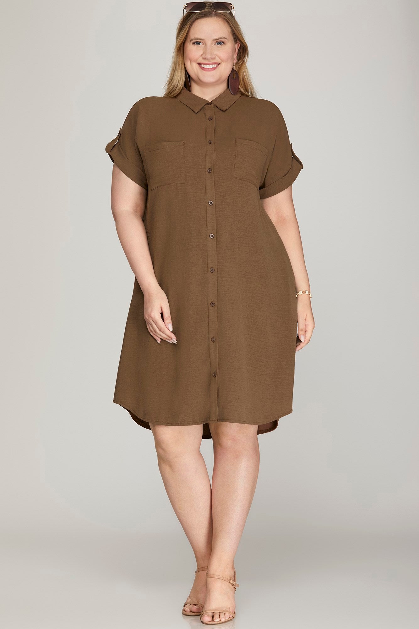 Wanda Woven Shirt Dress Brown
