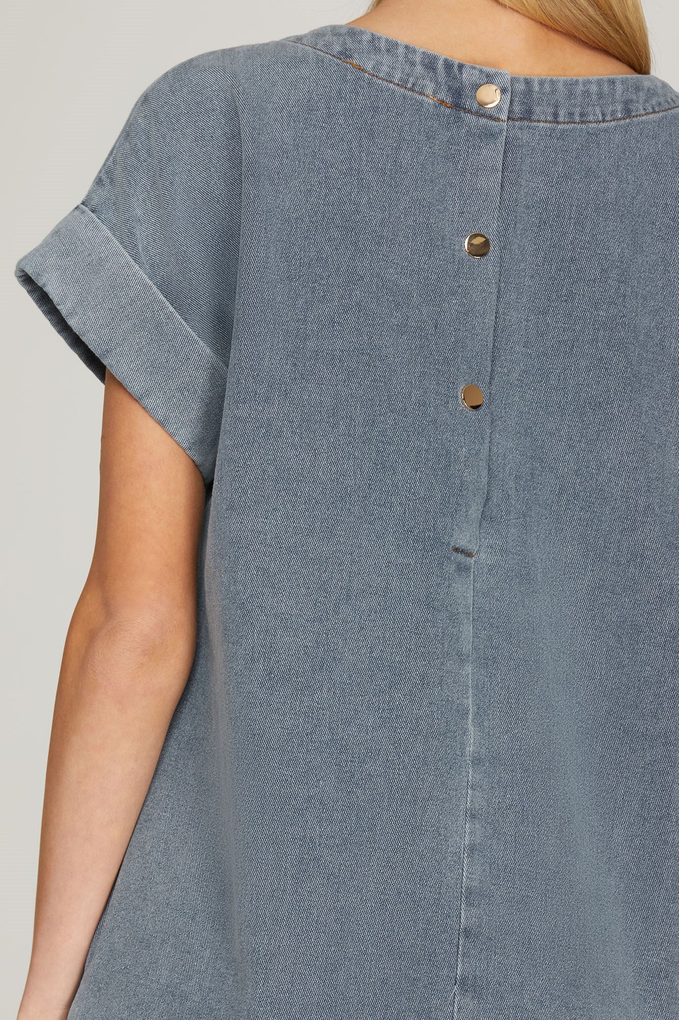 Annette Washed Denim Blue Dress Back Button
