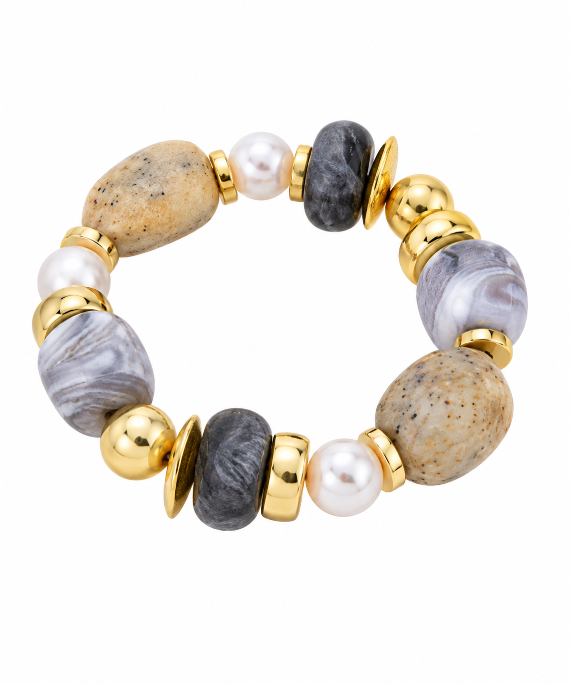 Marbled Nugget Bead Bracelet Grey
