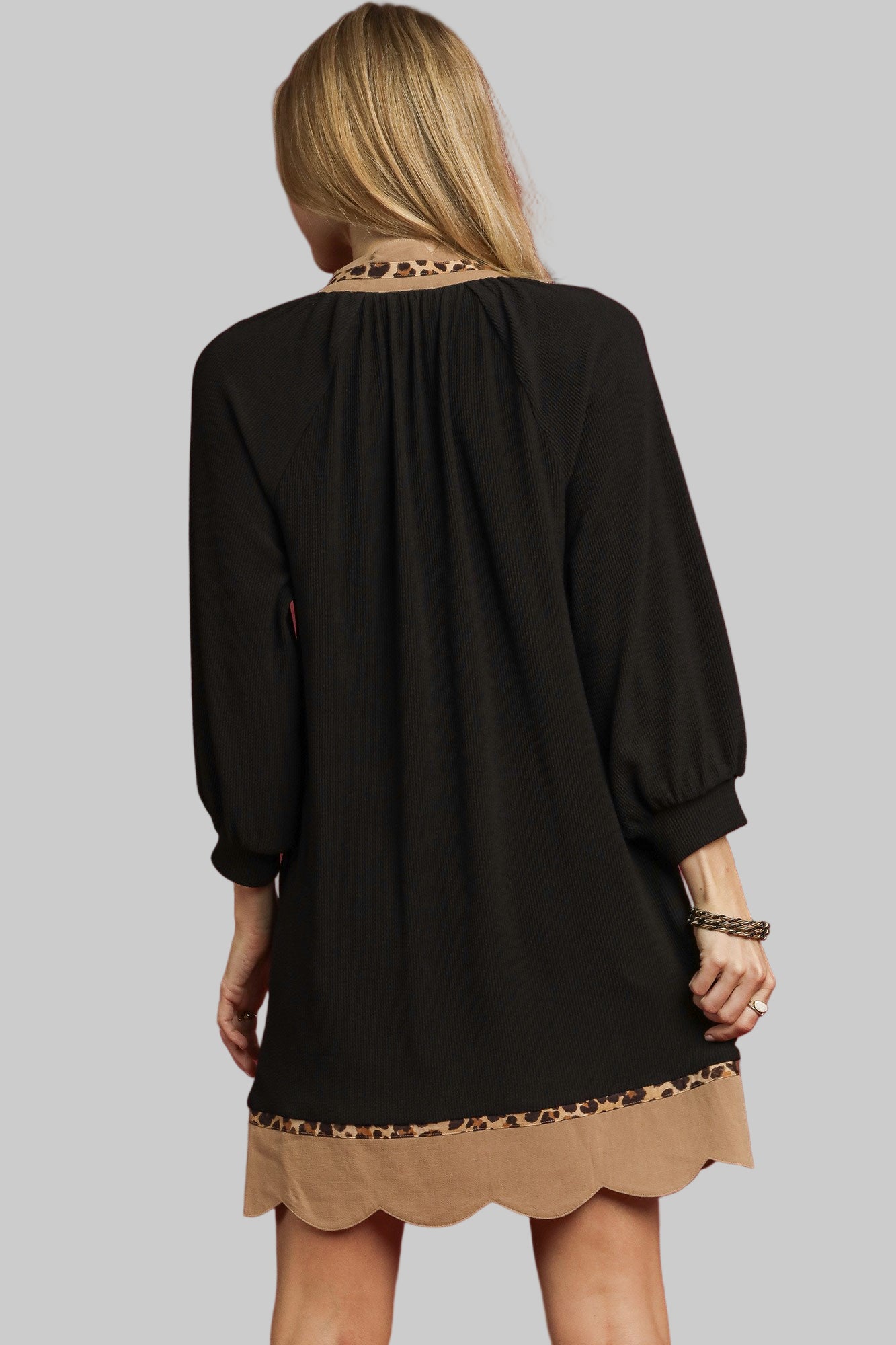 Linda Animal Print Contrast Trim Dress Black