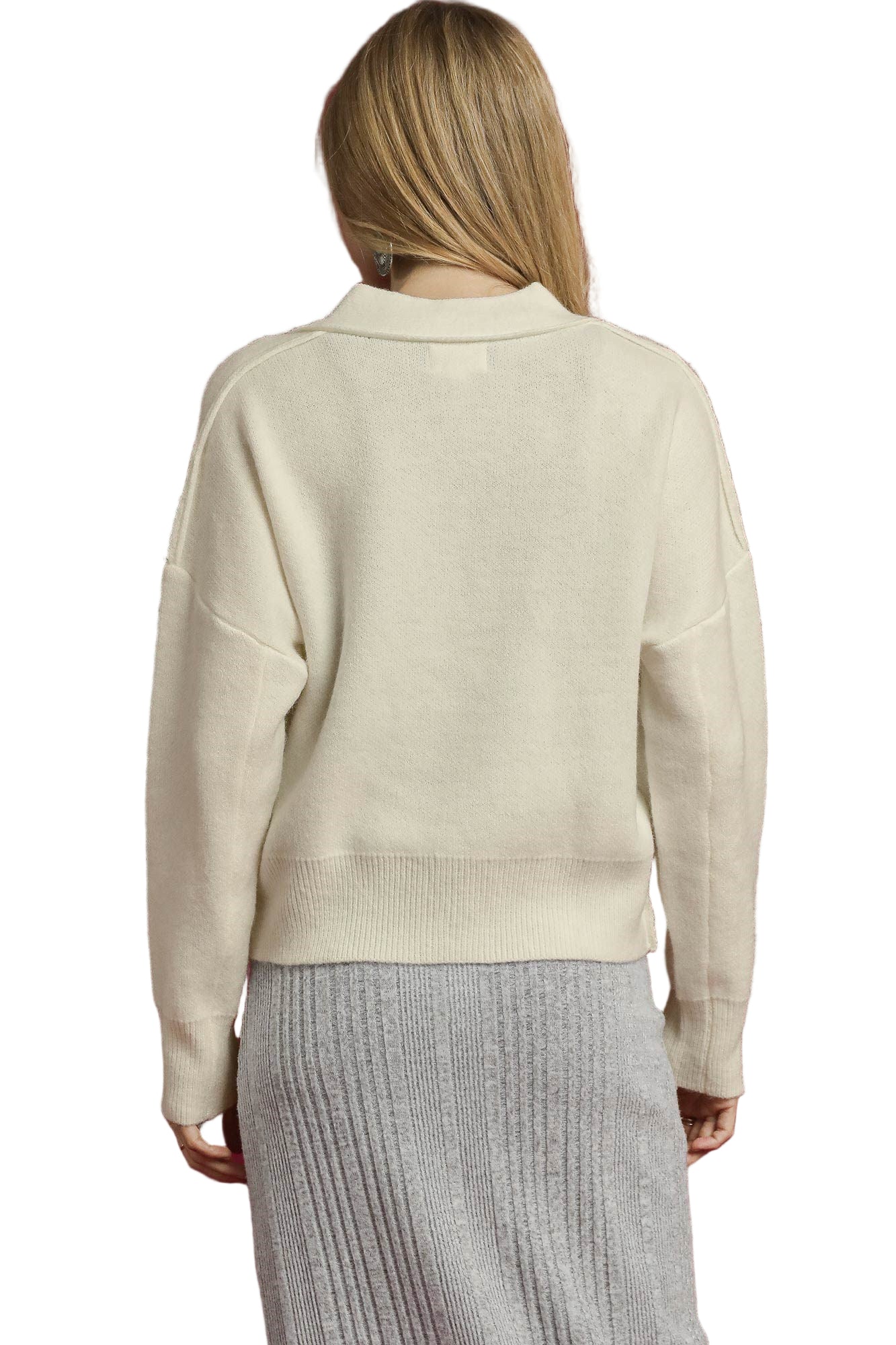 Cathy Button Front Knit Cardigan Cream