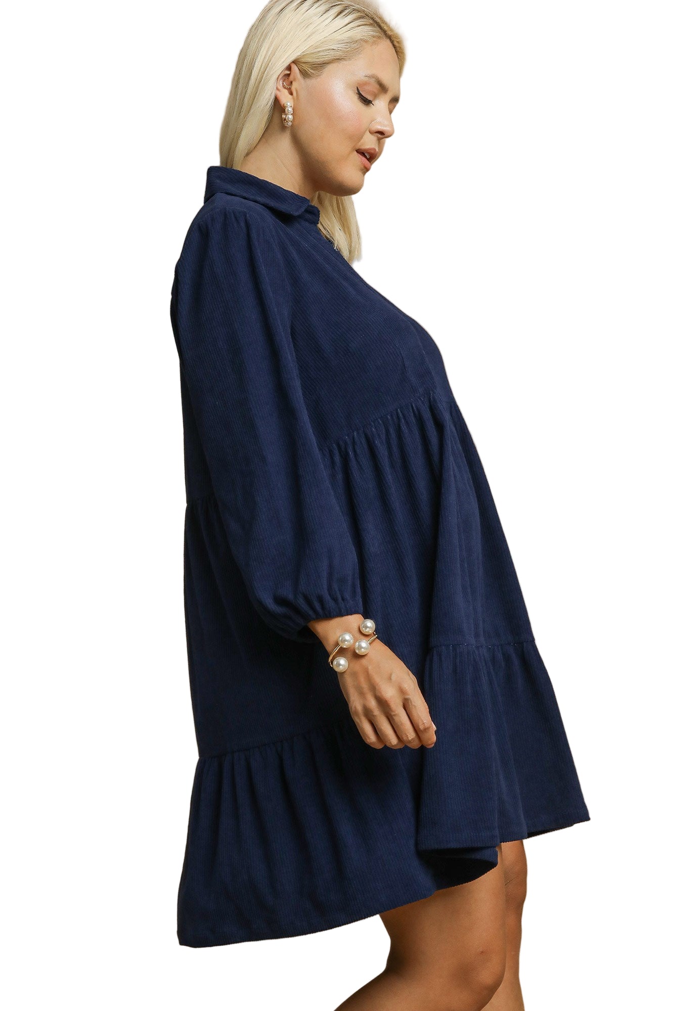 Teresa Tiered Corduroy Mini Dress Navy