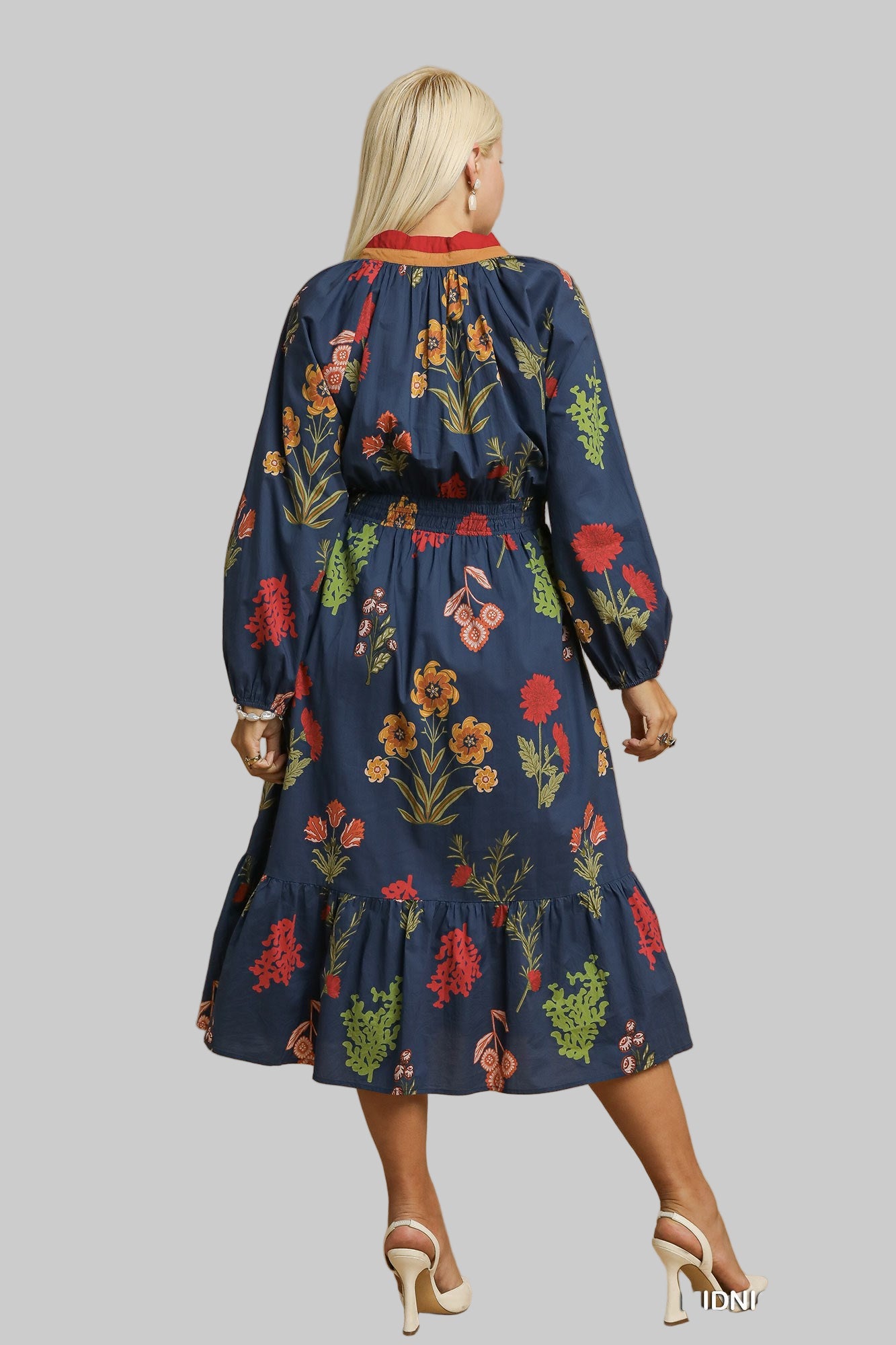 Madison Mix Floral Midi Dress Midnight