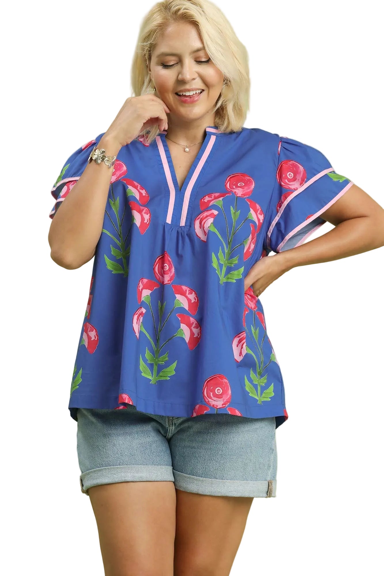 Barbie Blossom Meadow Print Top Blue