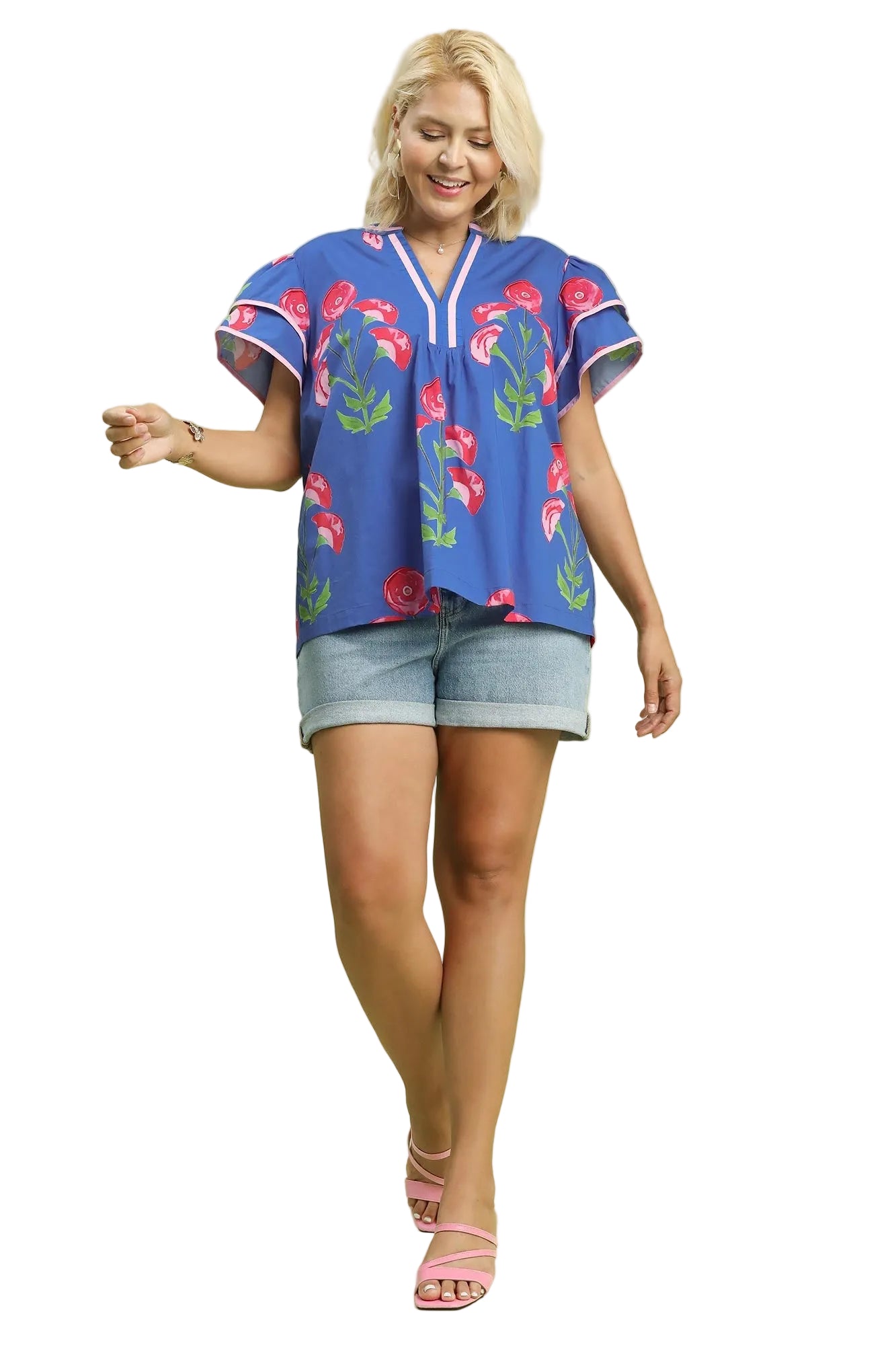 Barbie Blossom Meadow Print Top Blue