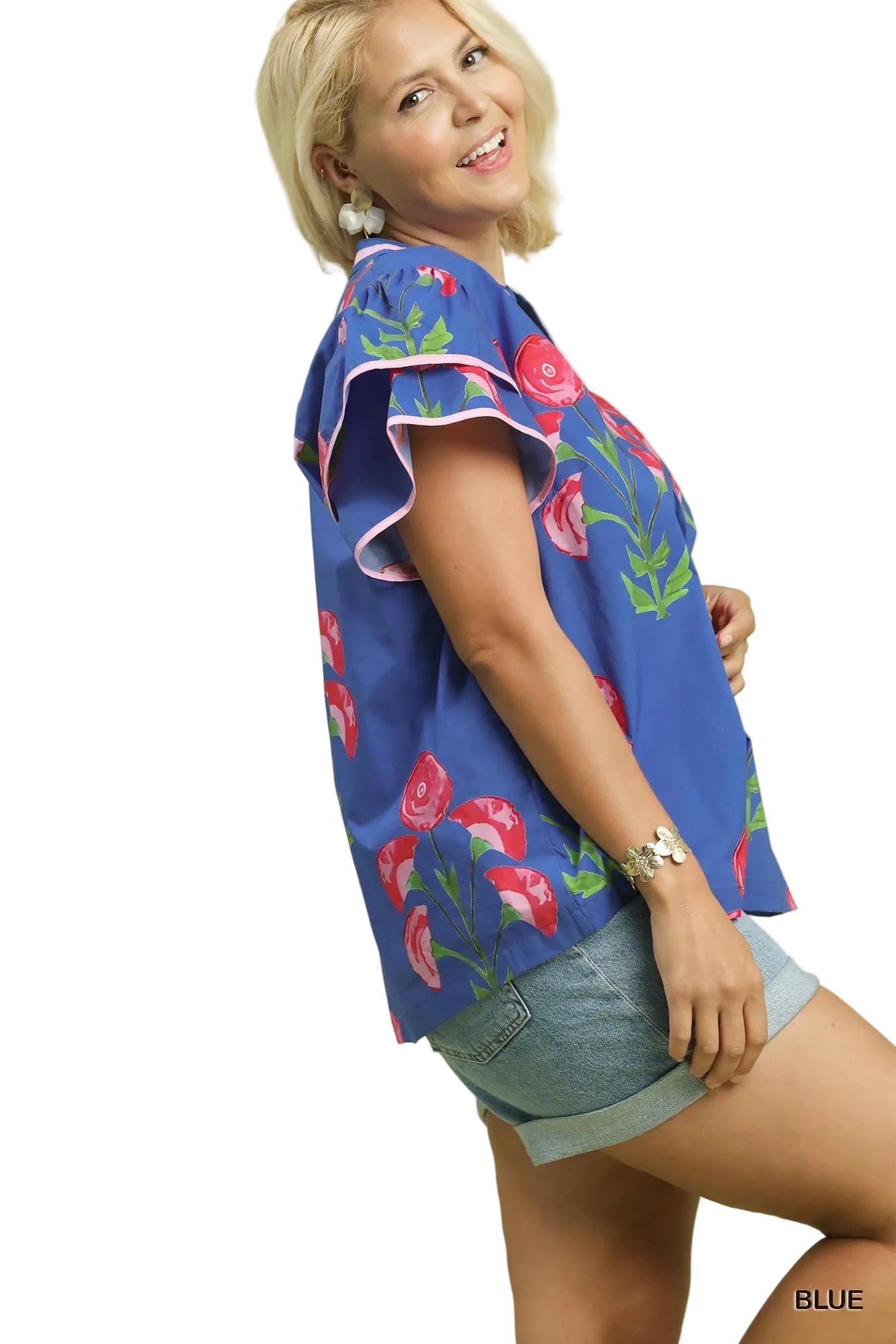 Barbie Blossom Meadow Print Top Blue