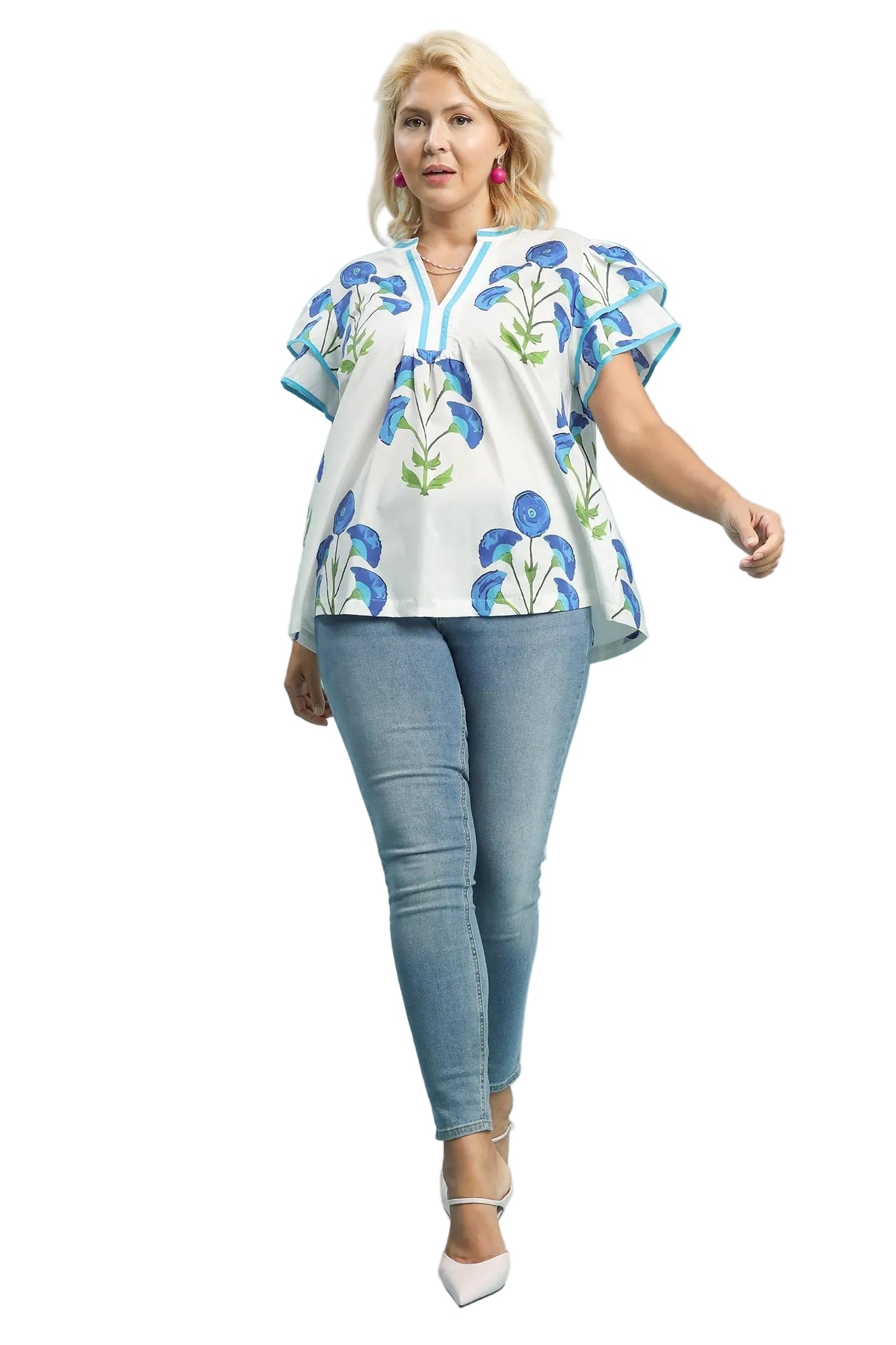 Barbie Blossom Meadow Print Top Cream